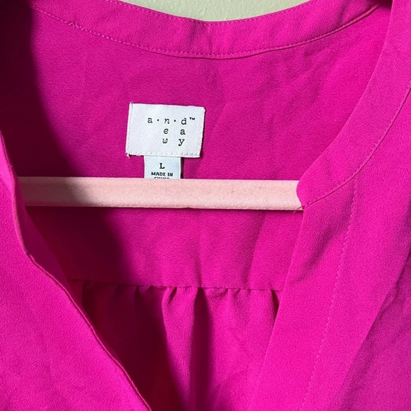 A New Day- collarless button up tank- hot pink - Picture 2 of 3